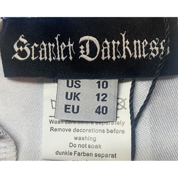 Scarlet Darkness Womens Floral Blue and White Corset Underbust Sz 10 Adjustable - Picture 3 of 3